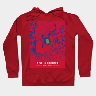 Maksimir Stadion Blue Map Design Hoodie